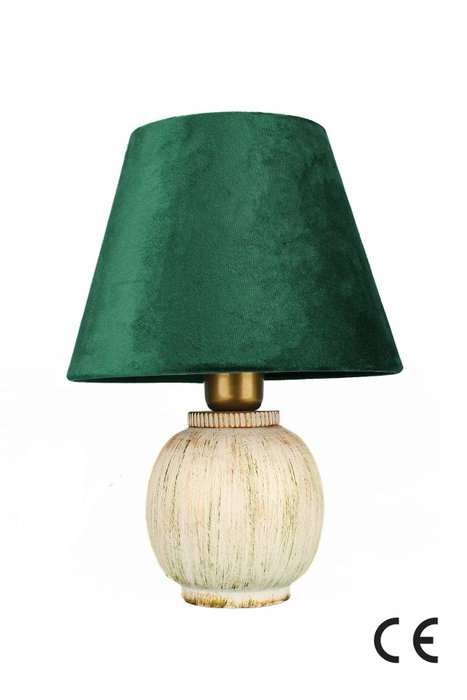 Opviq Lámpara de Mesa de Cerámica BK065 Verde con Tapa de Terciopelo